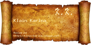 Klain Karina névjegykártya